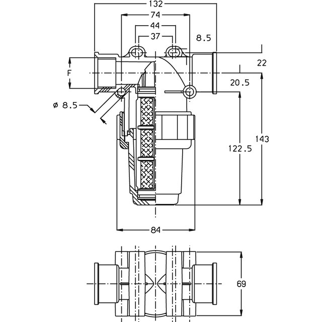 Filtre de Ligne 1" GAZ (fem) 32# référence fournisseur 30541440